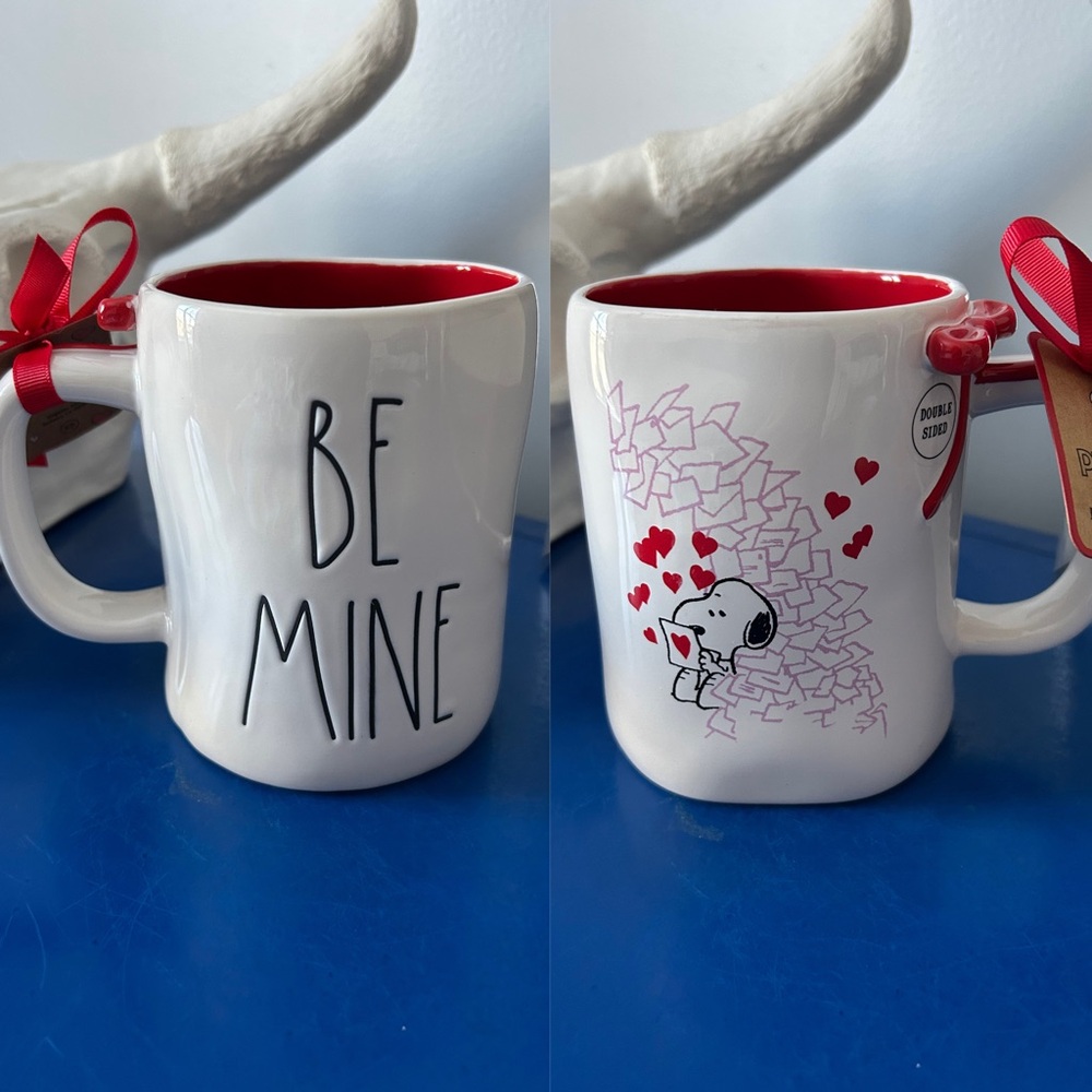 Rae Dunn Peanuts Snoopy Valentine’s Day Be Mine Double Sided Mug - Picture 1 of 8